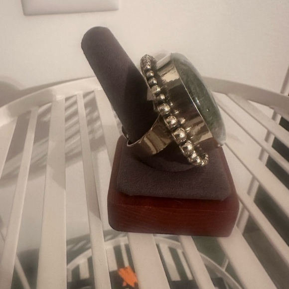 Adjustable German Silver and Jasper Ring - Picture 2 of 8